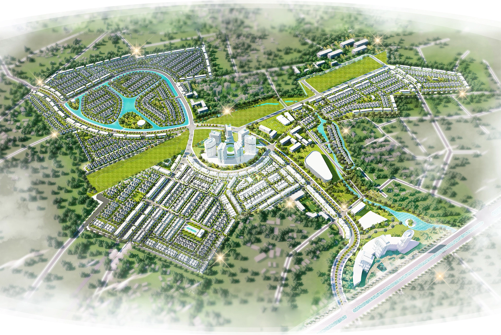 Hình phối cảnh 3D quy hoạch dự án Hồng Hạc City quy mô hơn 197 ha tại Bắc Ninh. Hình phối cảnh 3D quy hoạch dự án Hồng Hạc City quy mô hơn 197 ha tại Bắc Ninh.