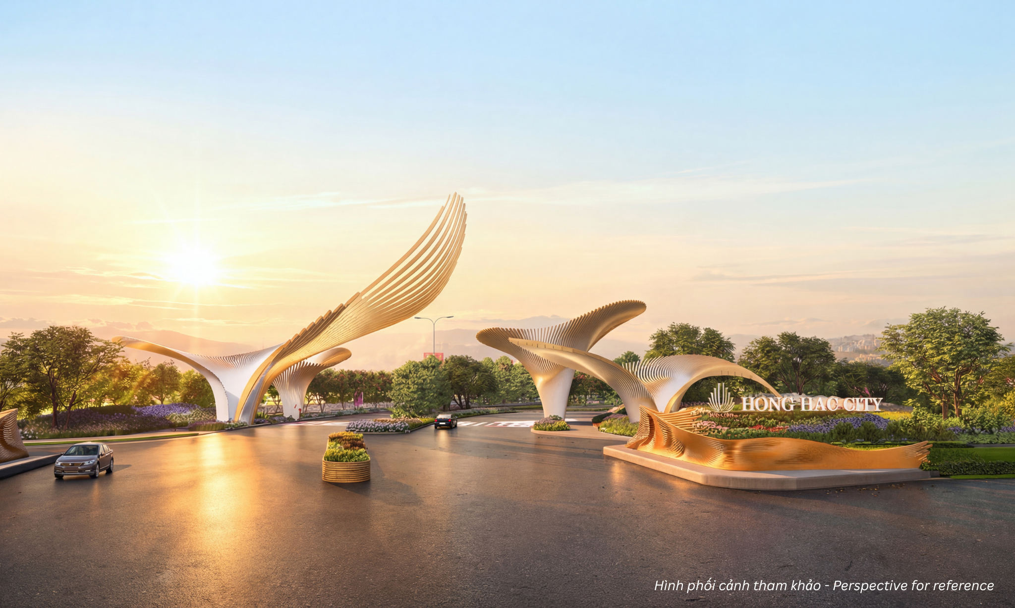 Phối cảnh cổng chào Hồng Hạc City