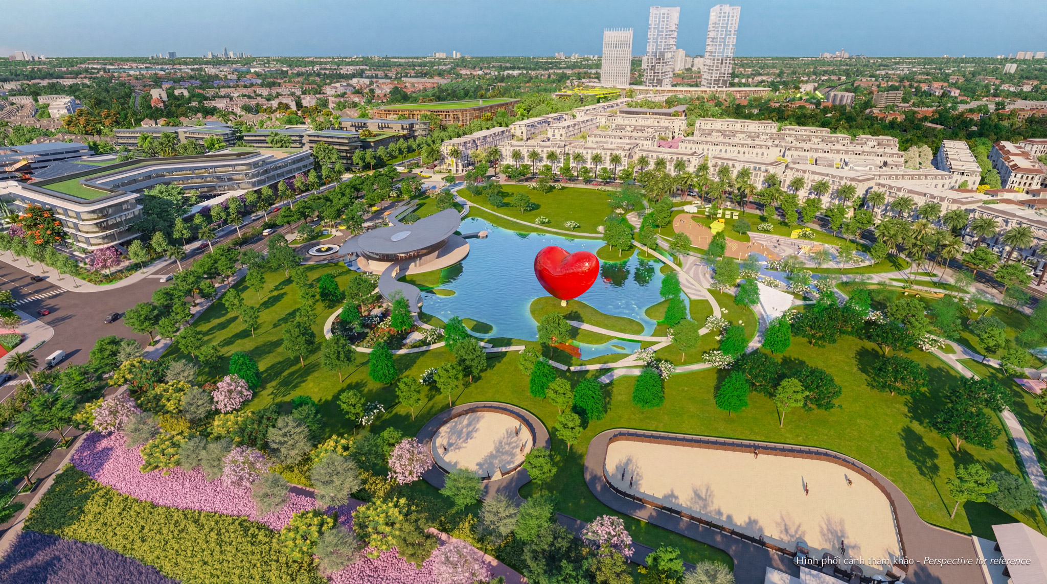 Phối cảnh tổ hợp công viên Điểm đến Temporary Central Park phục vụ nhu cầu giải trí, thư giãn cho cư dân trong và ngoài dự án